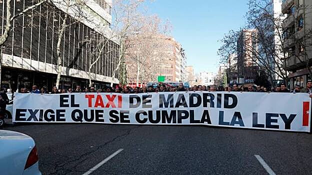 Los taxistas de Madrid en huelga