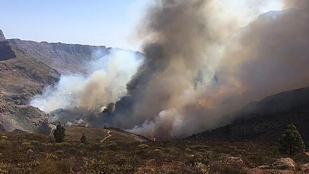 Estabilizado el incendio de Fataga tras quemar 35 hectáreas