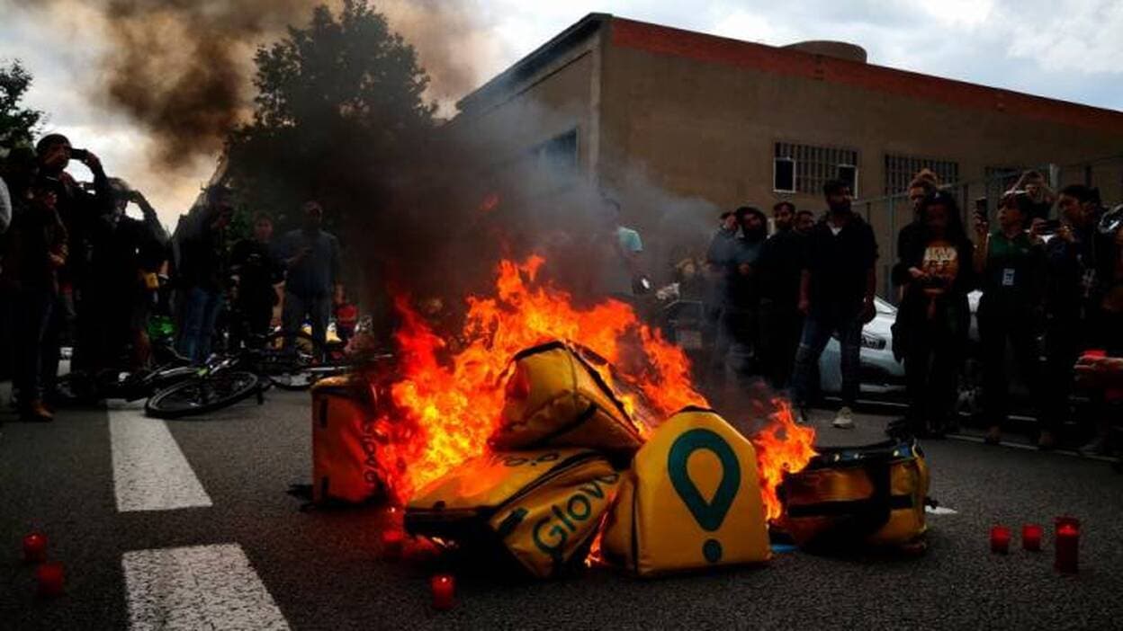 Protesta por el atropello del ciclista de Glovo