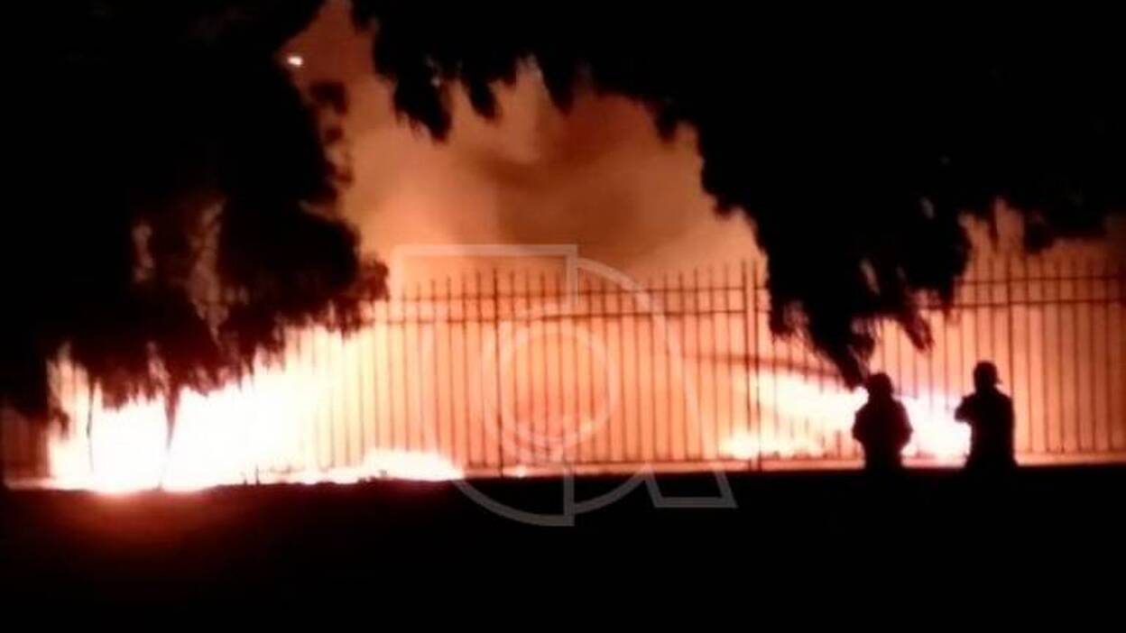 Fuego en el Parque de las Mil Palmeras en Jinámar