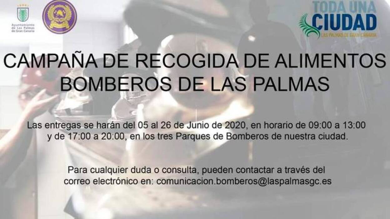 Los bomberos recogerán alimentos para familias vulnerables