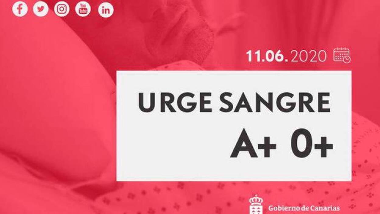 Urge sangre de los grupos A+ y 0+ en Canarias