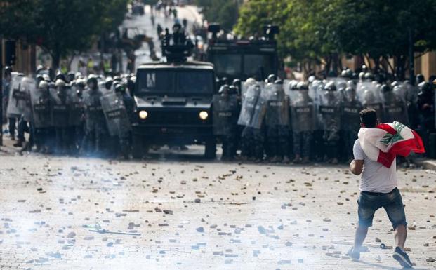 Imagen de los disturbios en Beirut.