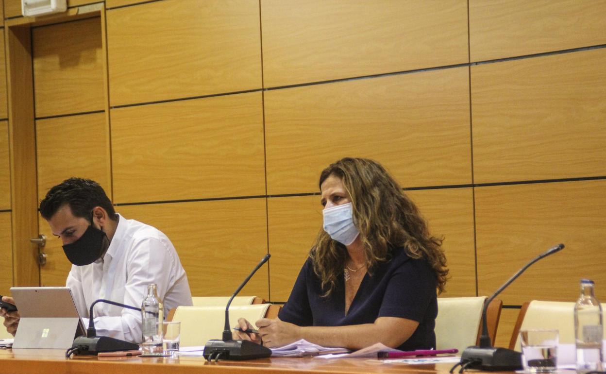 María Jesús de la Cruz, en el pleno del Cabildo. 