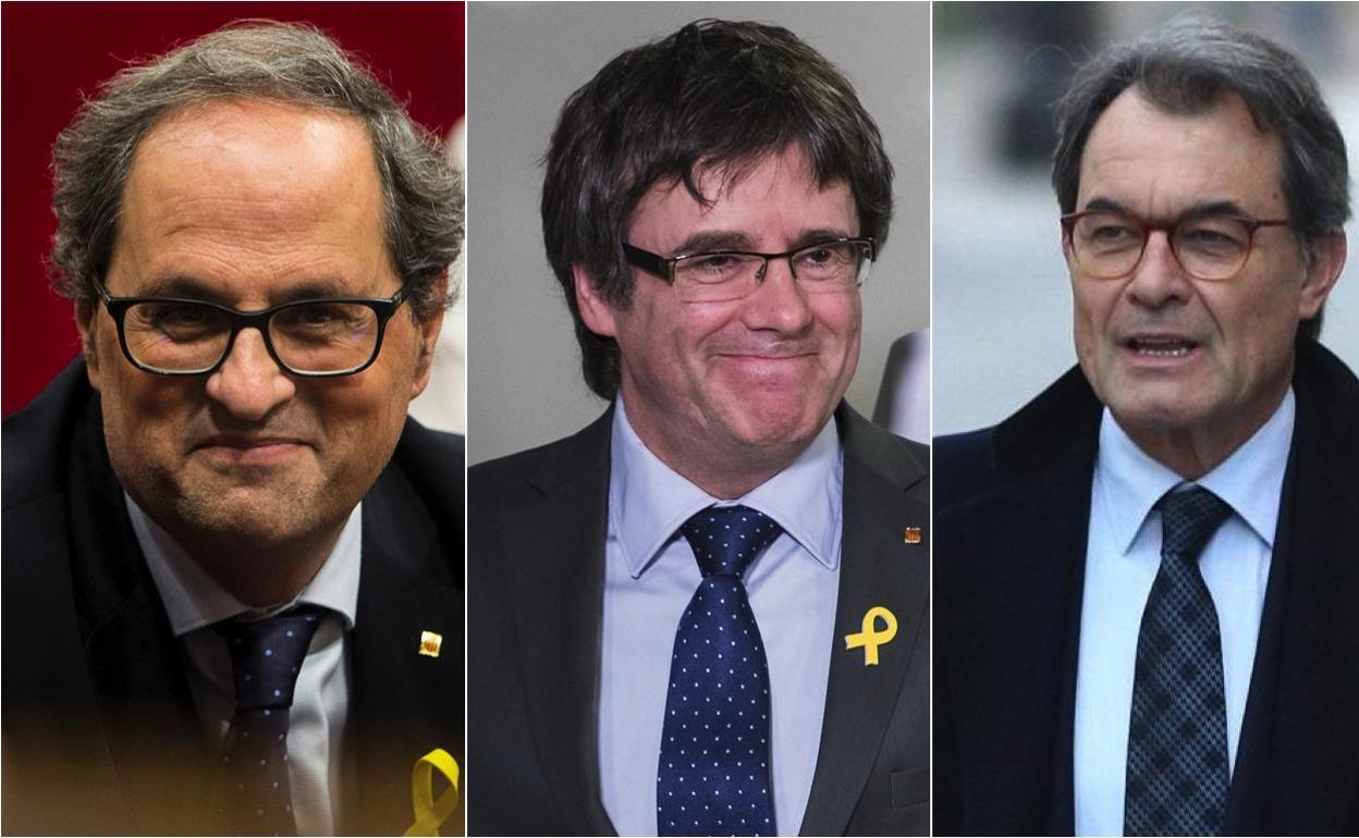 Quim Torra, Carles Puigdemont y Artur Mas. 