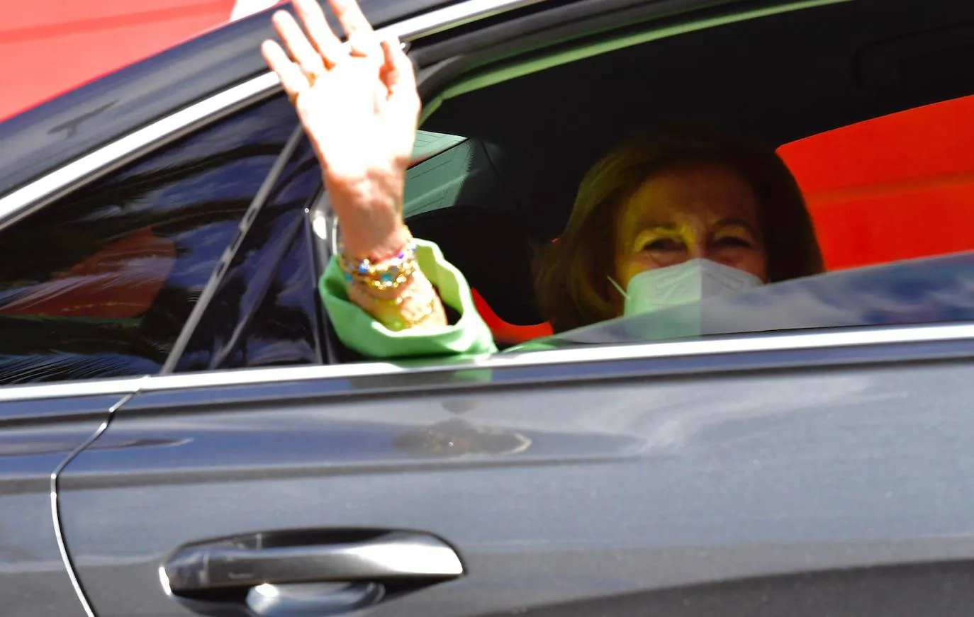 La reina Sofía a su llegada. 