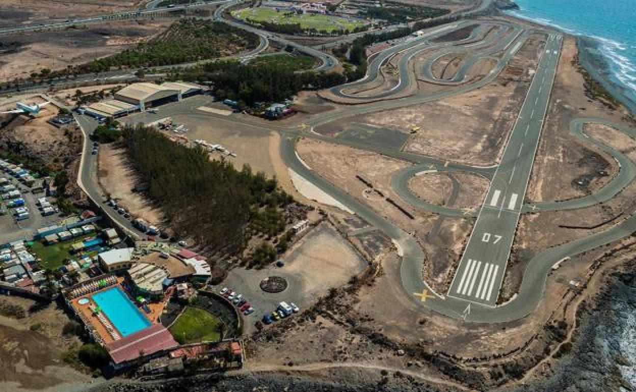 Vista aérea del aeroclub, situado en San Bartolomé de Tirajana. Esta entidad no gestiona ni el restaurante ni el circuito de carreras. 