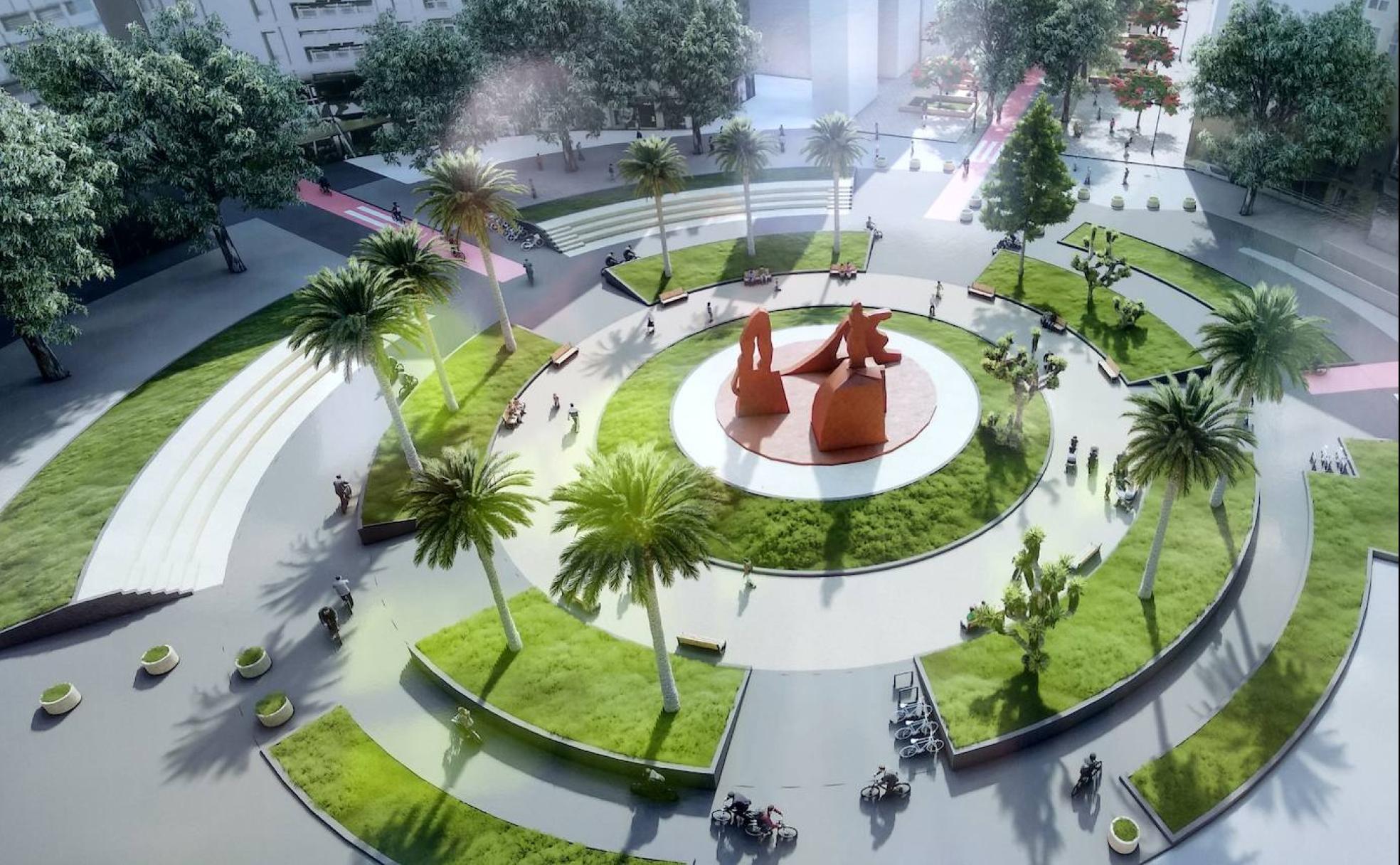 Recreación de cómo quedará la plaza de España en primavera. 