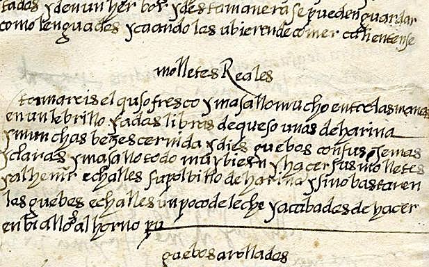 Receta para molletes reales de María Enríquez, 1539. 