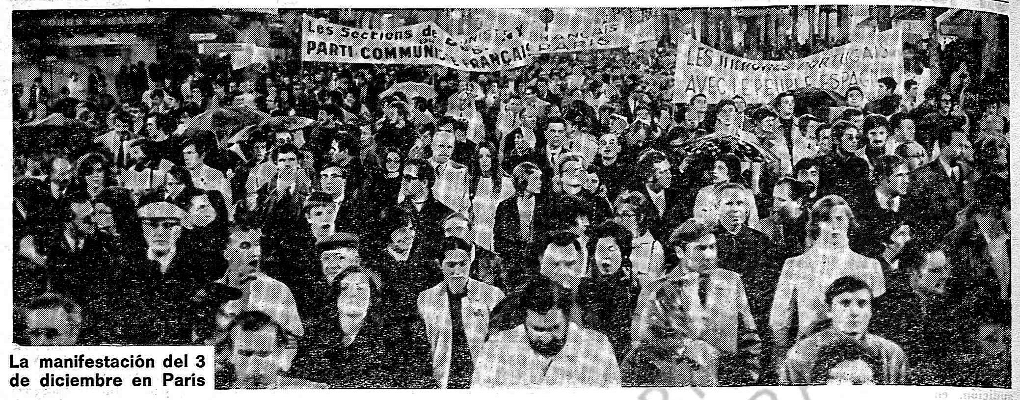 Manifestación el 3 de diciembre de 1970 en Paris contra el proceso de Burgos.