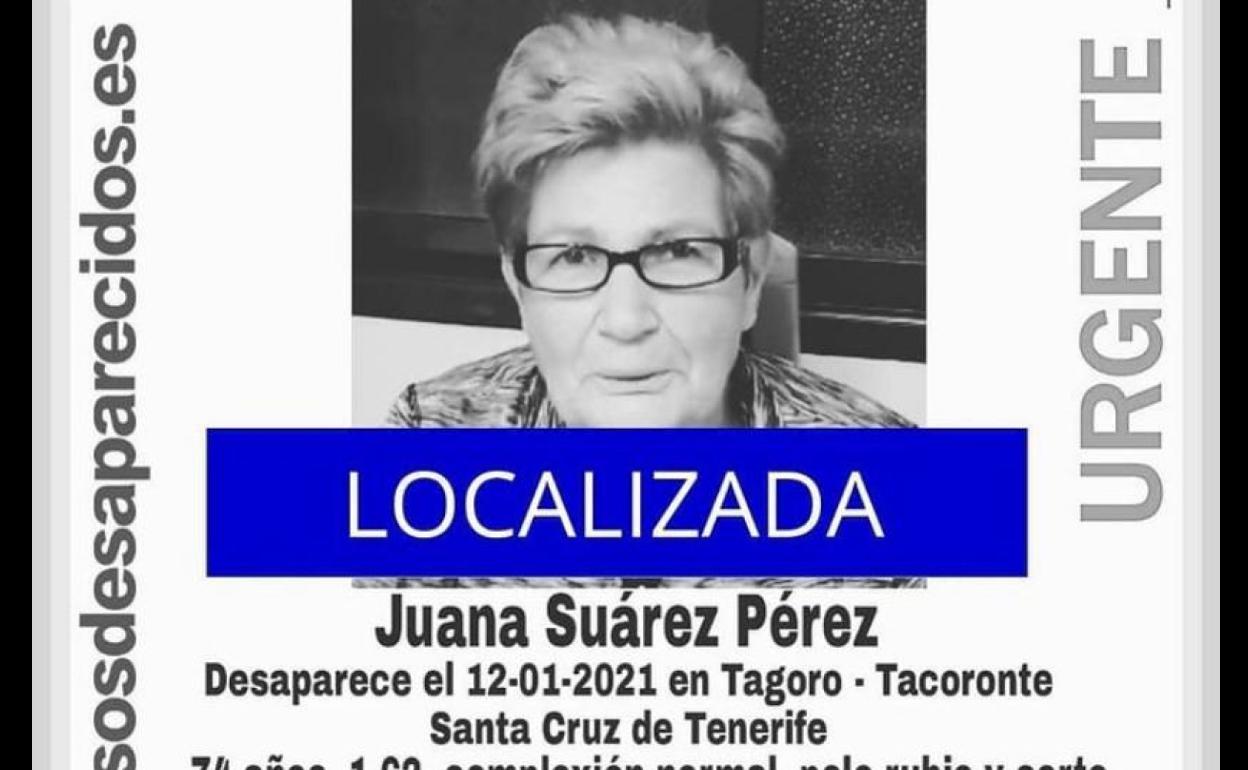 Localizada Juana Suárez, desaparecida en Tacoronte