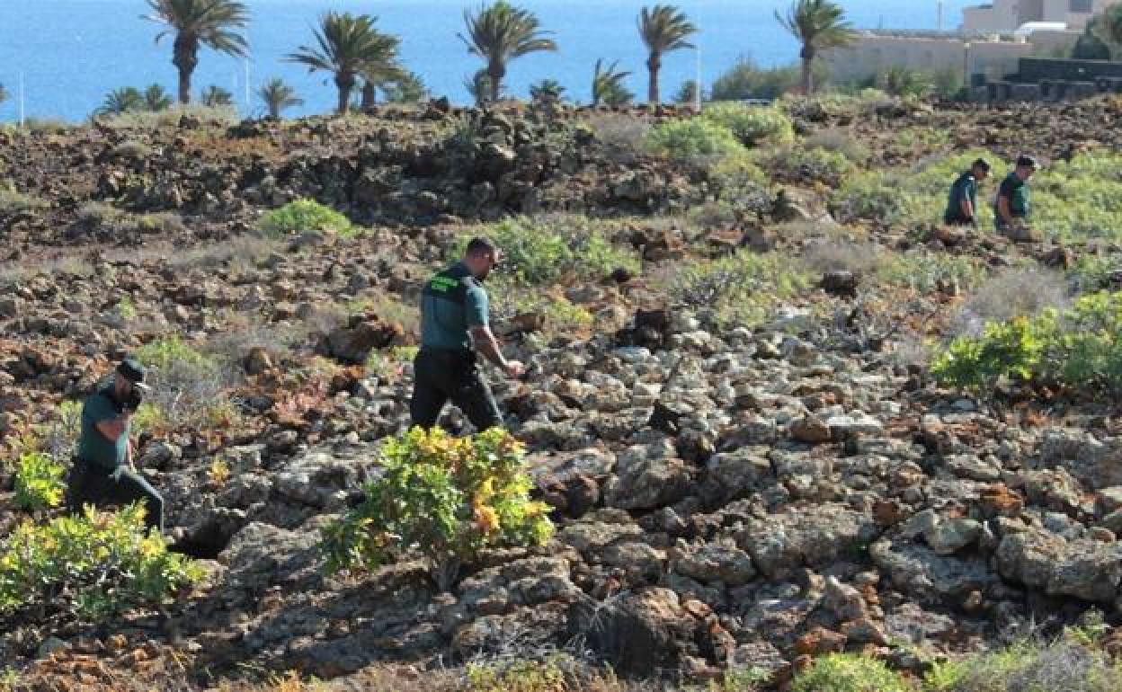 Agentes de la Guardia Civil buscando en enero de 2019 restos de Romina Celeste Núñez.