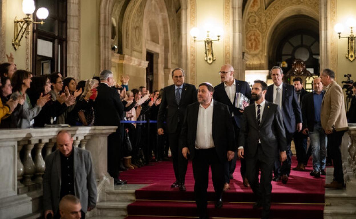 Los exconsellers en el Parlament de Catalunya 