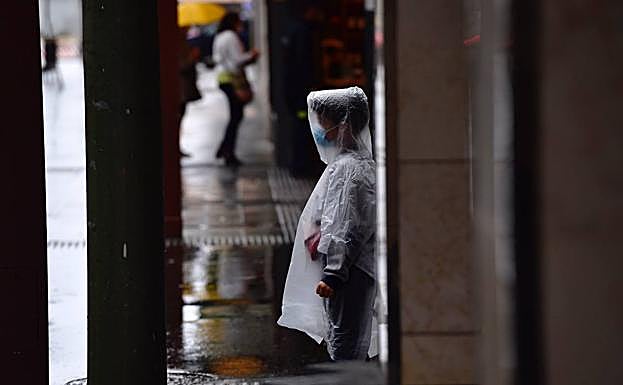 Lluvia sobre la capital grancanaria este jueves. 