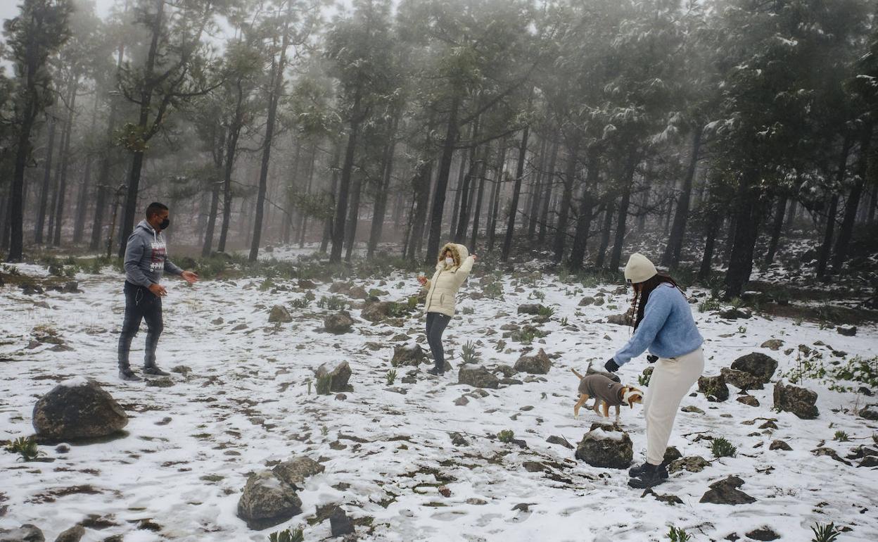 Numerosos curiosos han subido a la cumbre pese a las advertencias del Cabildo. 
