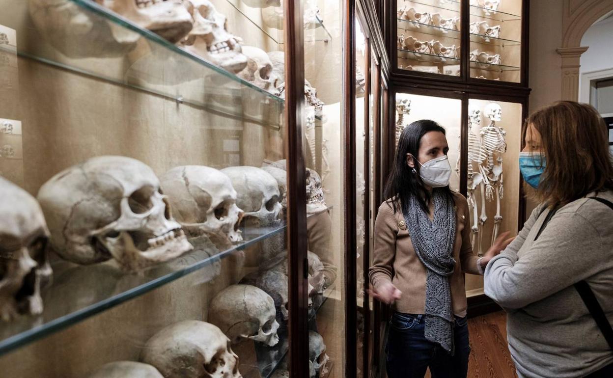 Dos de las autoras del artículo, Teresa Delgado, conservadora del Museo Canario, y Verónica Alberto, arqueóloga. 