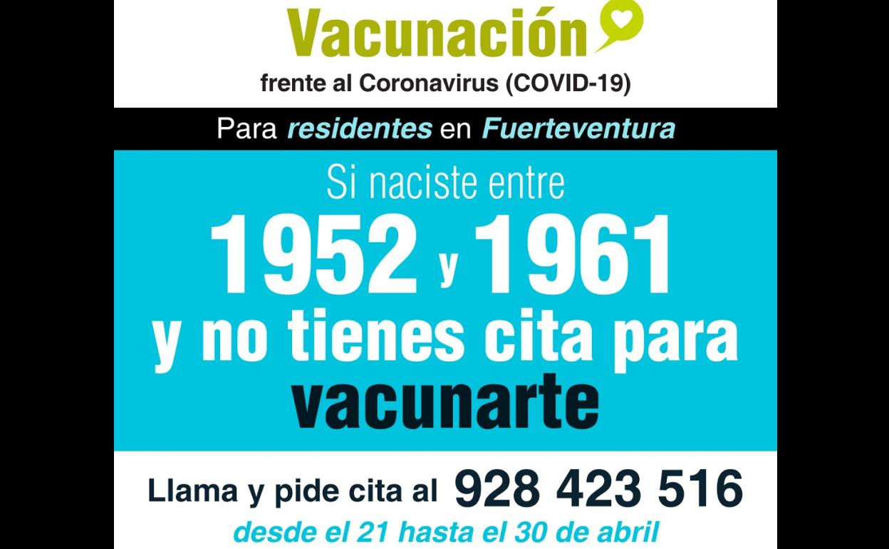 Si naciste entre 1952 y 1961 y resides en Fuerteventura, pide cita para vacunarte