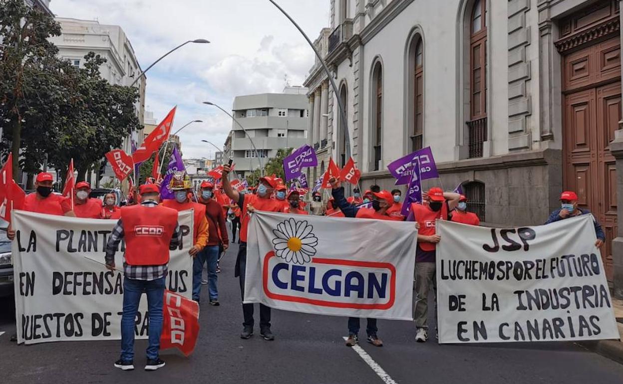 Los trabajadores de JSP el pasado sábado, 1 de mayo, durante la movilización del Día del Trabajo. 