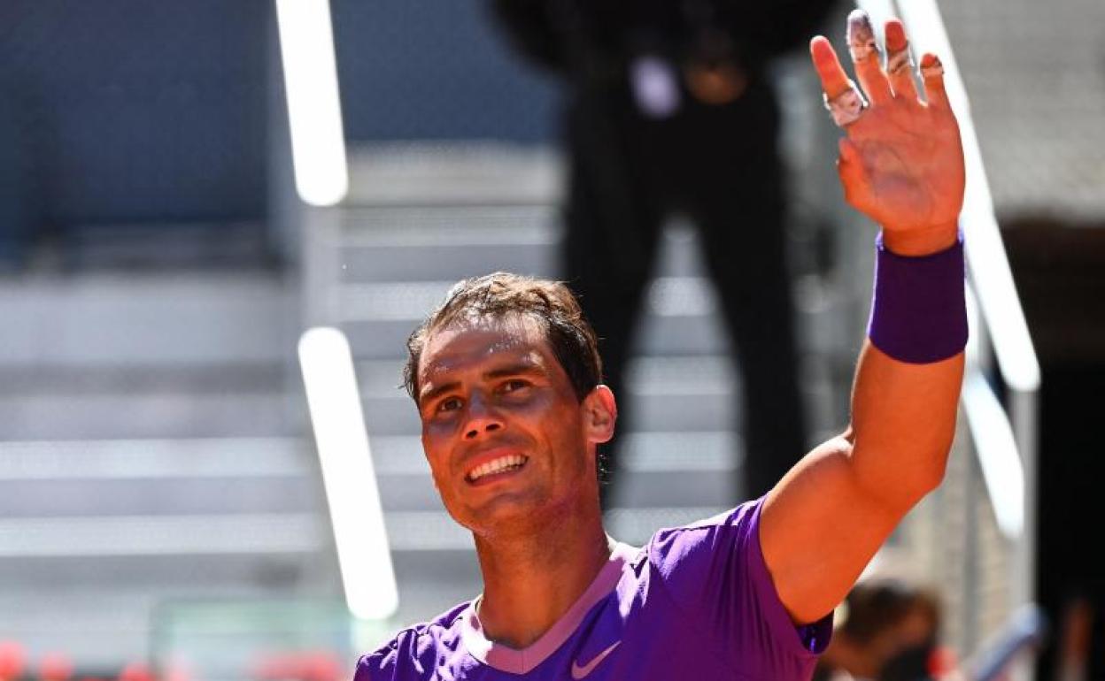 Rafa Nadal celebra su victoria ante Popyrin.