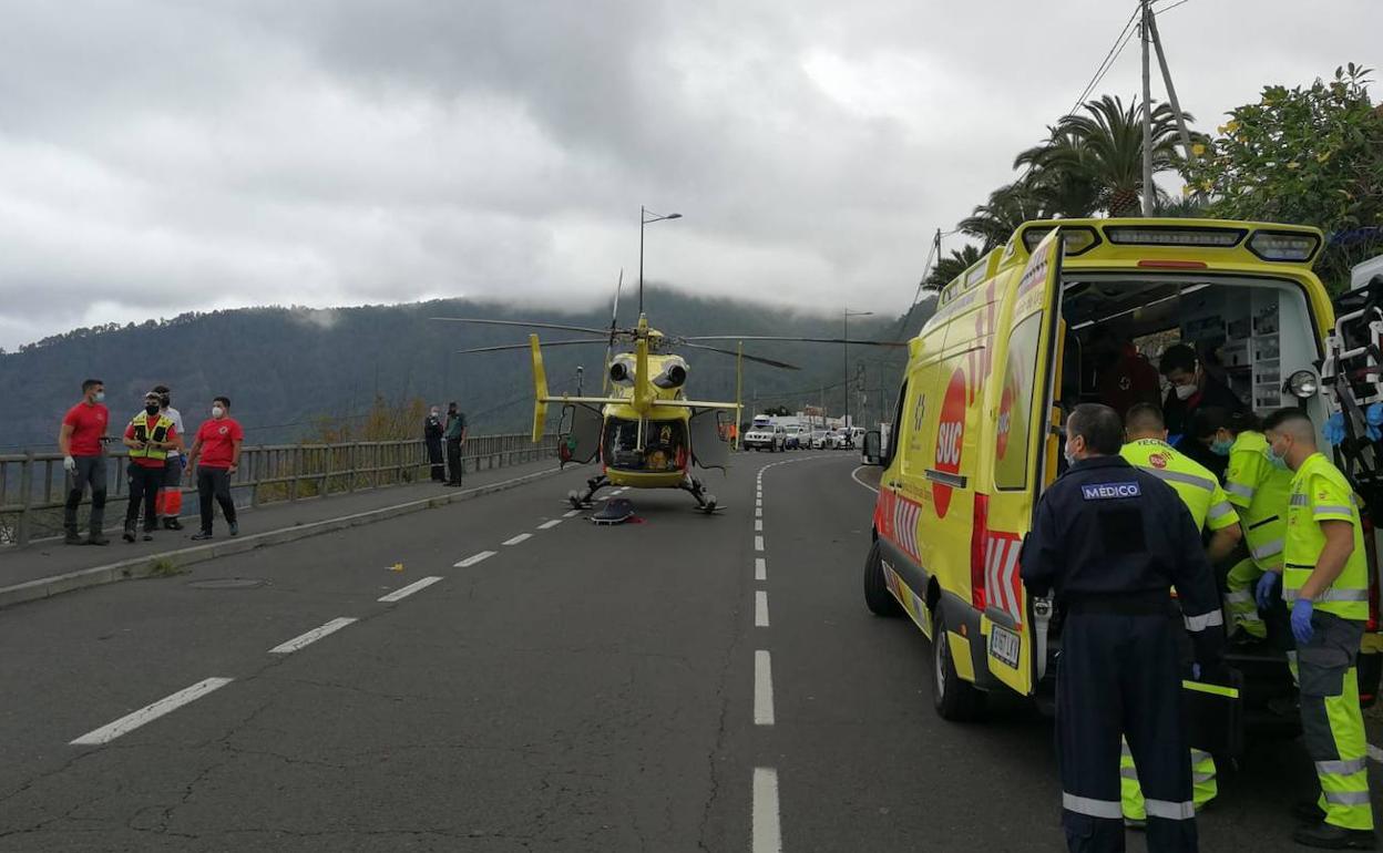 Motorista grave en una colisión con un automóvil en La Orotava