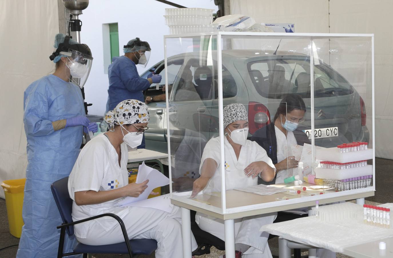 Imagen de archivo del autocovid de Arrecife. 