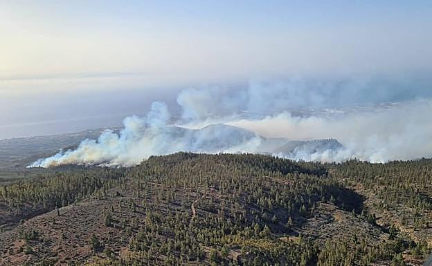 Más de 170 efectivos trabajan en el incendio de Arico que sigue fuera de control