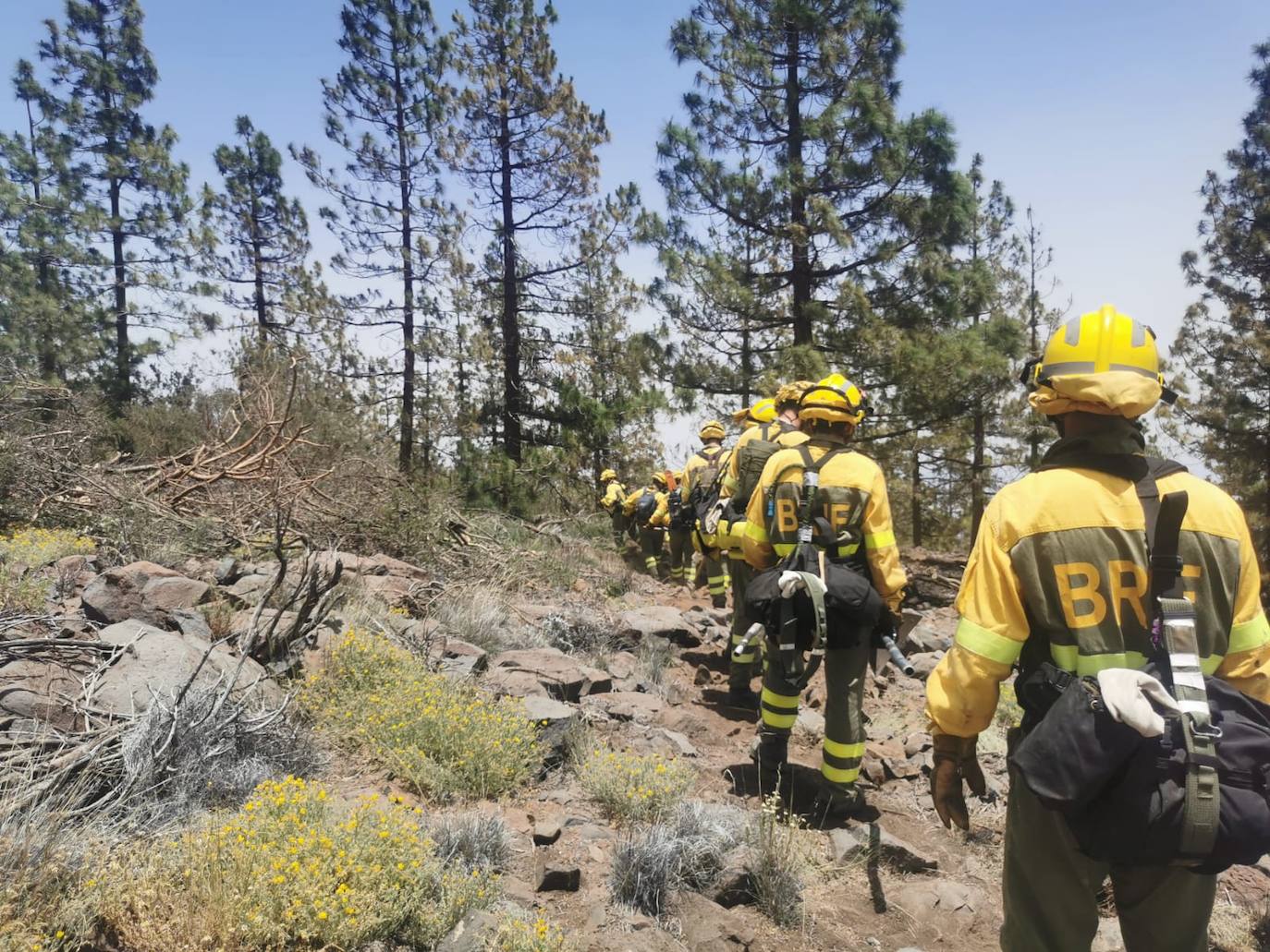 Imagen de los Brif tras las tareas de extinción. 
