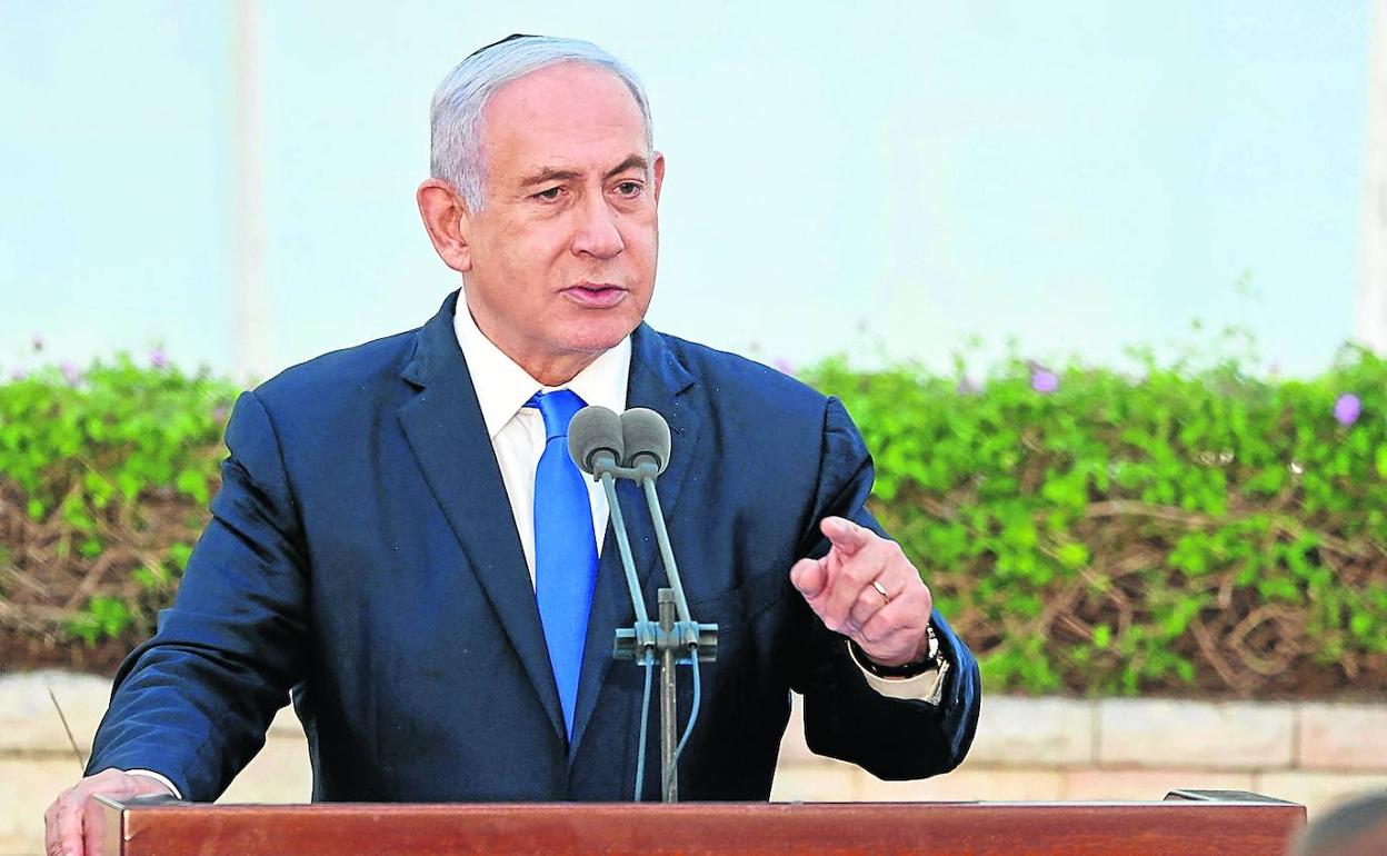 Netanyahu, durante una intervención pública del pasado miércoles, que podría ser la última como primer ministro. 