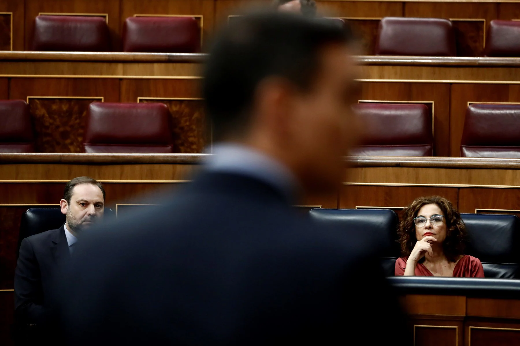 Ábalos y Montero, con Sánchez en primer término. efe