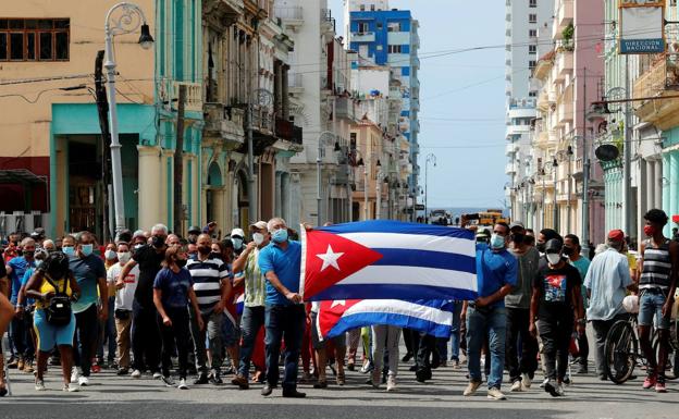 Manifestación en La Habana, Cuba.