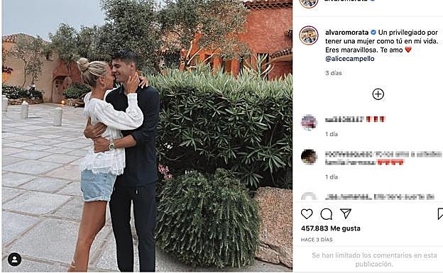Álvaro Morata y su mujer Alicia Campello 