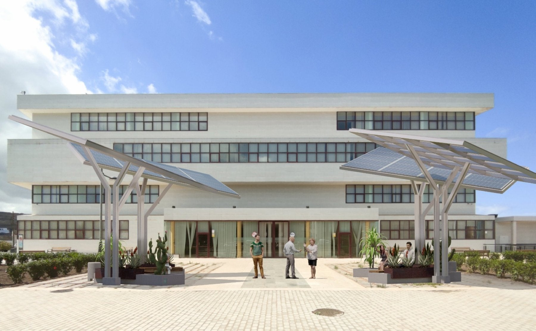 Recreación de las pérgolas frente al Ayuntamiento. 