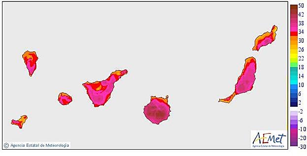 Máximas previstas para este domingo