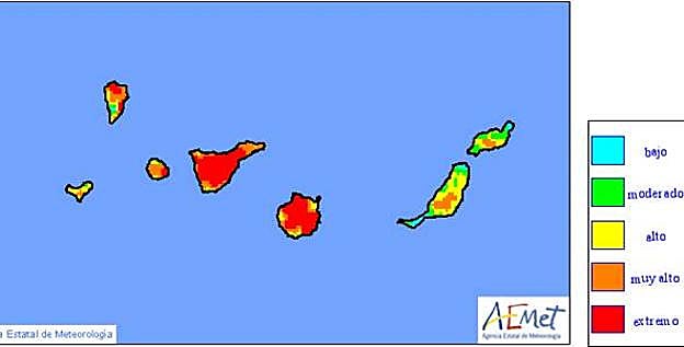 Previsión del riesgo de incendio forestal para este sábado 