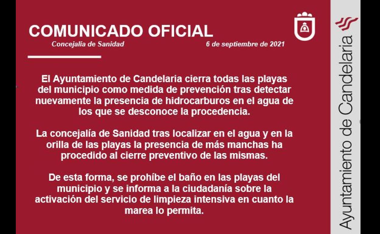 Candelaria cierra todas sus playas por presencia de hidrocarburos