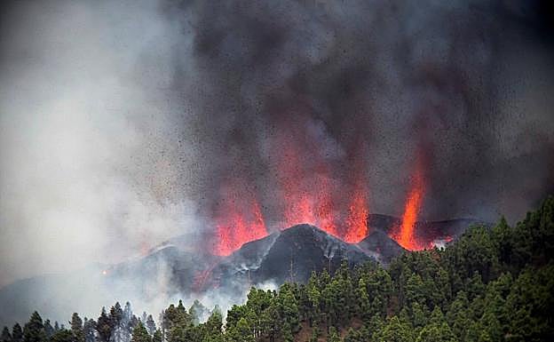 Detalle de la erupción en Cabeza de Vaca. 