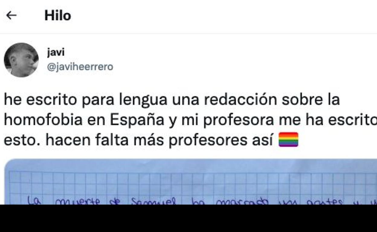Escribe una redacción sobre la homofobia y la respuesta de su profesora se hace viral