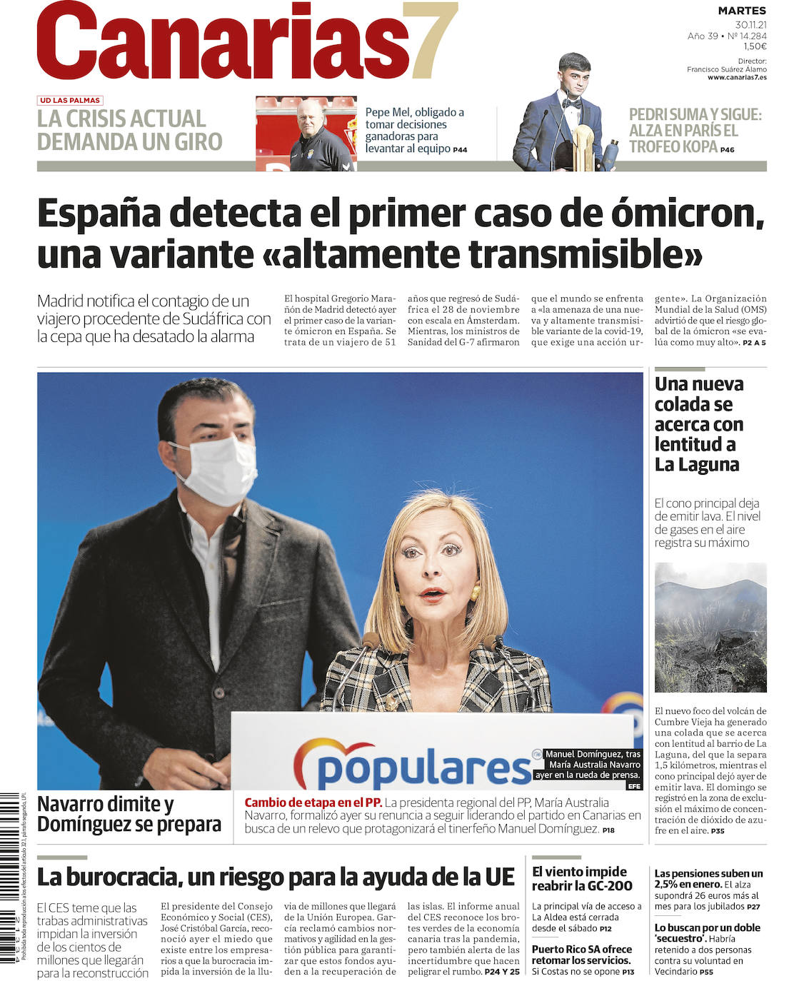 Vea la portada de CANARIAS7 de este martes 30 de noviembre