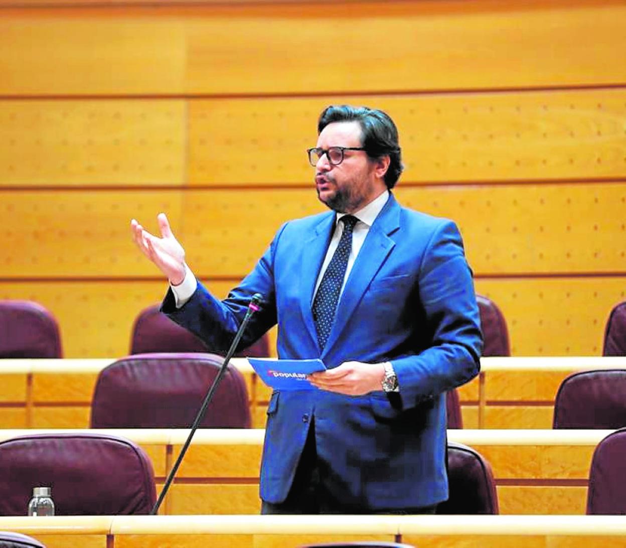 El senador del Partido Popular, Sergio Ramos, durante una sesión de control al Gobierno en Madrid. 