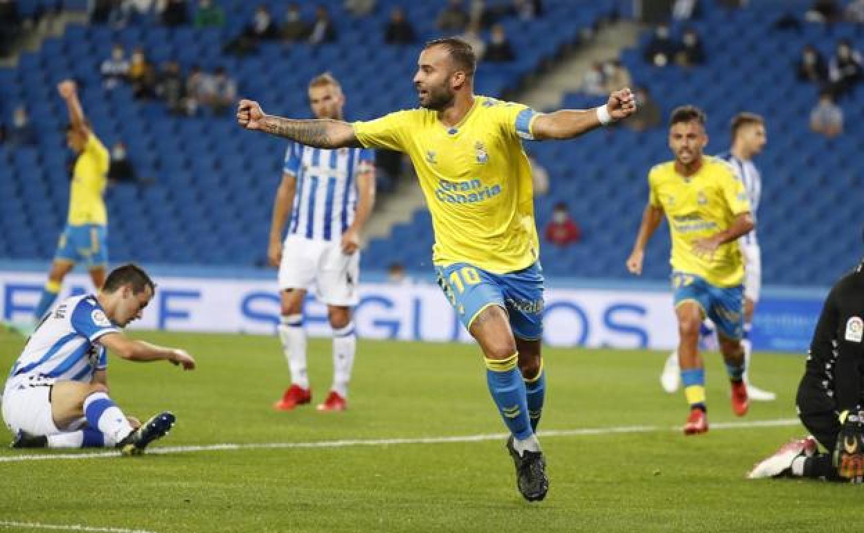 Jesé celebra el gol con el que la UD venció fuera a la Real B. 