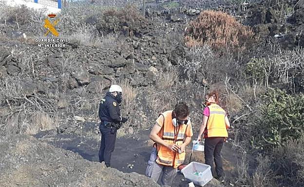 Mediciones de gases en la zona de la erupción. 