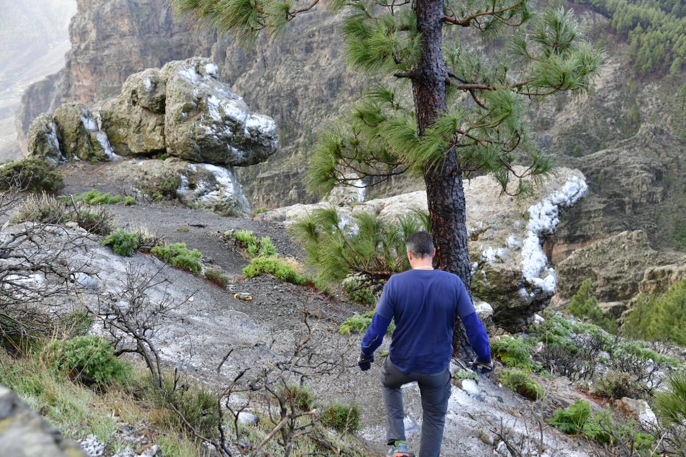 Fotos: Agua nieve en la cumbre de Gran Canaria