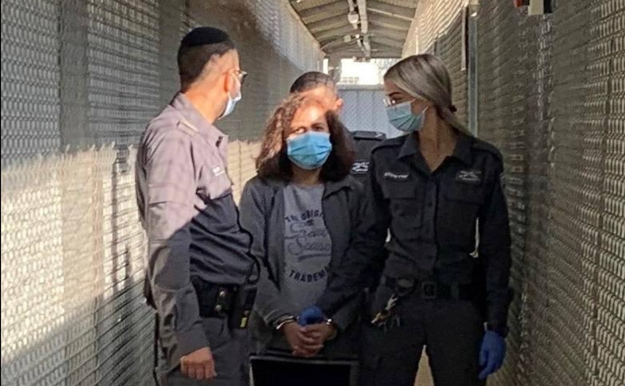 La trabajadora española Juana Ruiz, en la prisión militar de Israeal. 