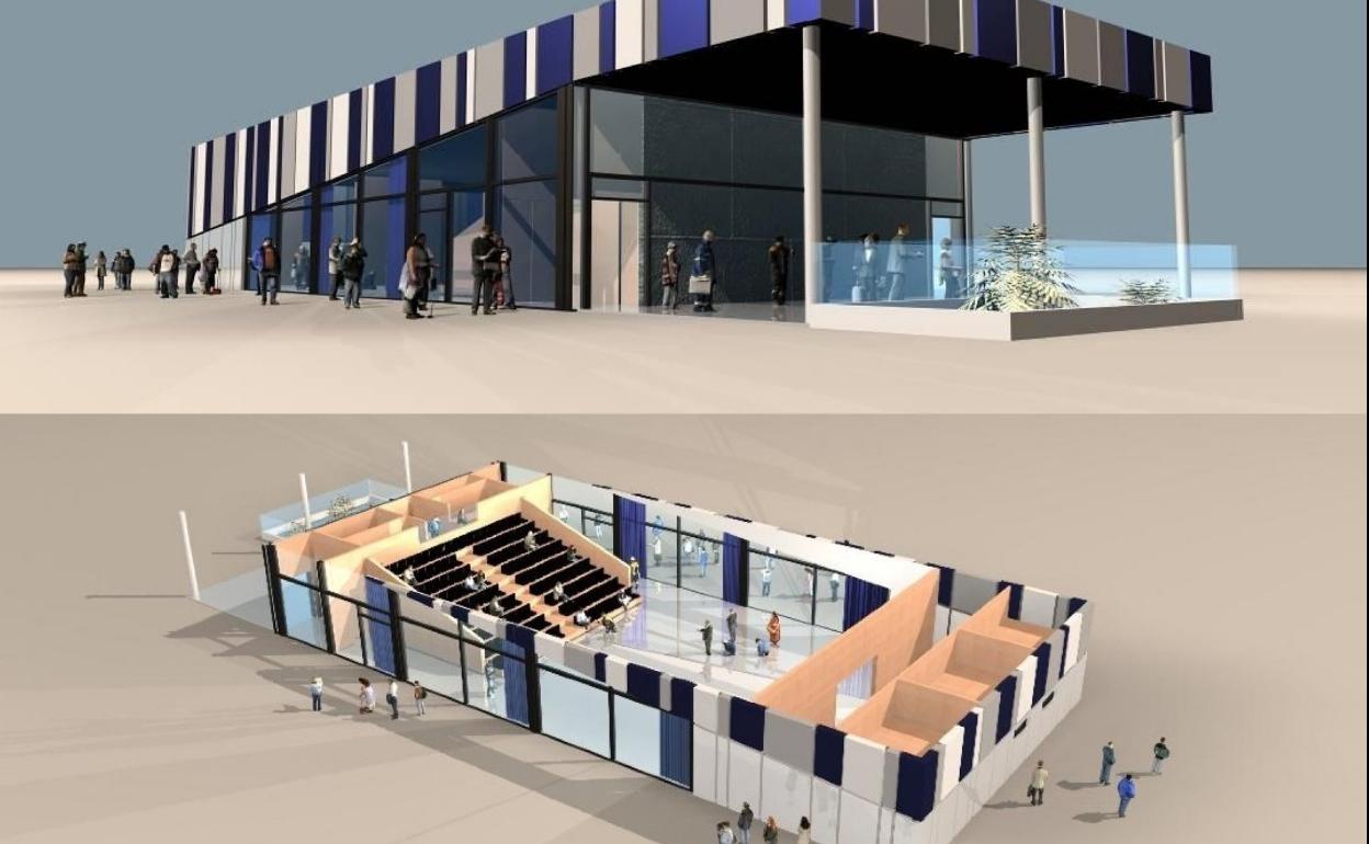 Recreación, desde dos perspectivas, de cómo será el edificio que se levantará en Arguineguín. 
