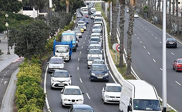 Retenciones este miércoles en la capital grancanaria.
