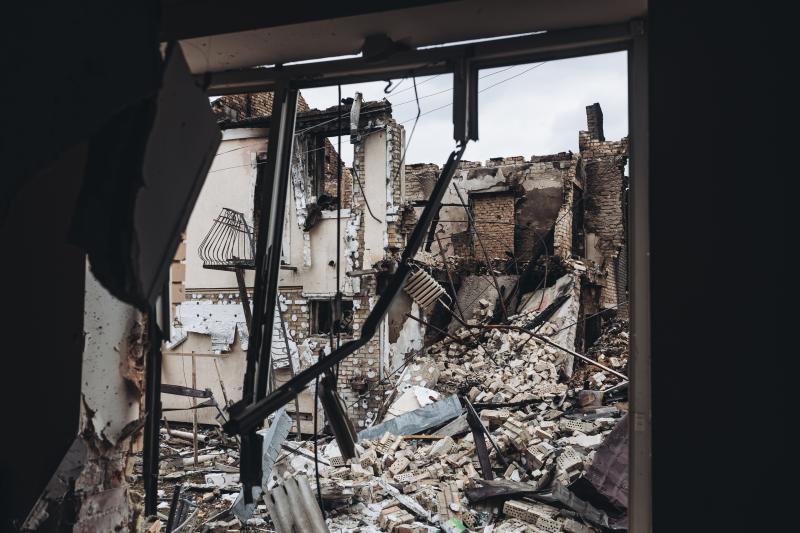 Una casa destruida por las bombas en Irpin, donde el ejército ruso ha descargado todo su potencial bélico. 