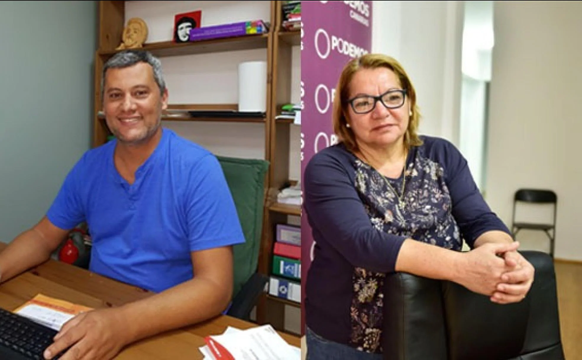 Césa Merino, secretario de Organización de Podemos Canarias, y Meri Pita, diputada por Las Palmas. 