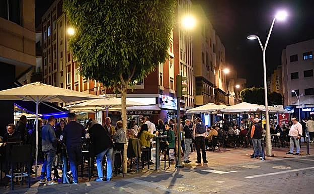 Zona de ocio nocturno en la capital grancanaria, este viernes. 