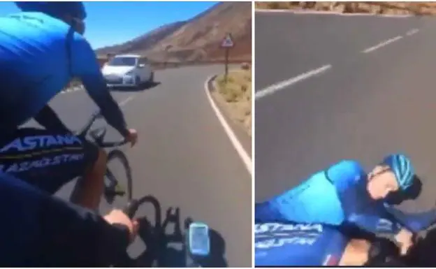 Escalofriante accidente del ciclista Alexéi Lutsenko en Tenerife