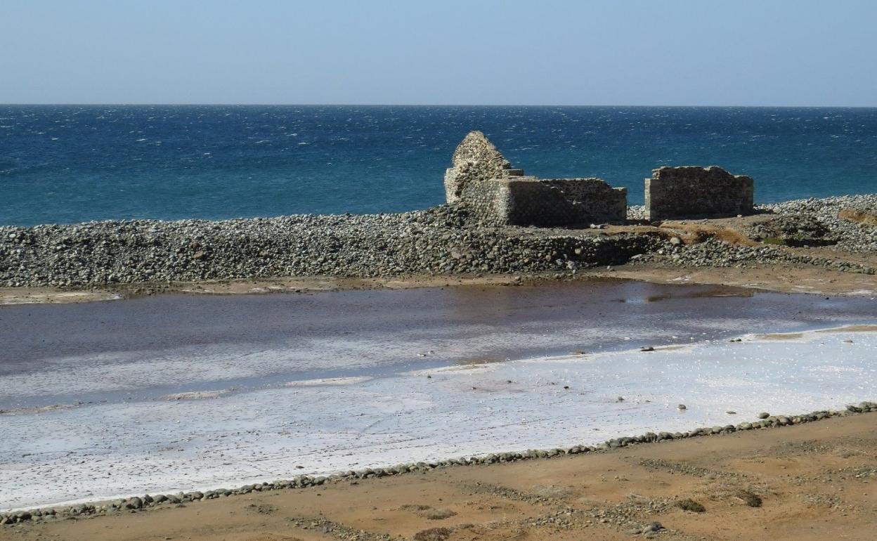 Vista de las salinas del Sitio de Interés Científico de Juncalillo del Sur. 